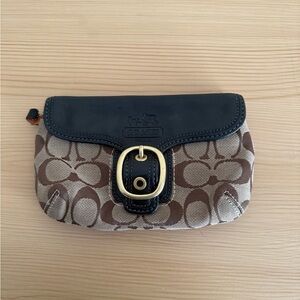 Coach Black and Brown Signature Wristlet